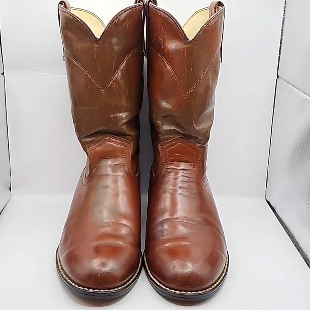 VINTAGE Western boots Reddish Brown  Leather Size 9.5 Made in USA